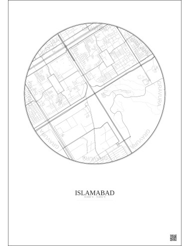 Affiche Islamabad – Poster carte de ville 2.5km | Gravura – Fond clair