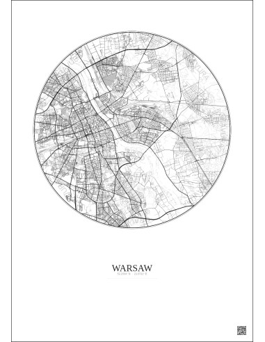 Affiche Warsaw – Poster carte de ville 10km | Gravura – Fond clair