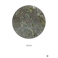 Affiche Vienna – Poster vue satellite 2.5km Couleur | Gravura – Fond clair