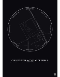 Affiche Circuit International De Lusail – Poster carte de ville 2.5km | Gravura – Fond foncé