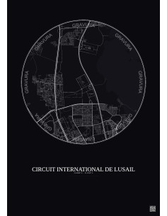 Circuit International De Lusail City Map Poster 10km | Gravura – Dark background