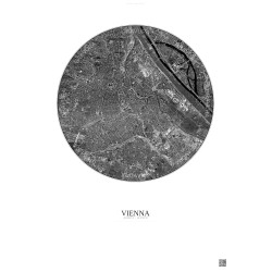 Affiche Vienna – Poster vue satellite 6km N&B | Gravura – Fond clair