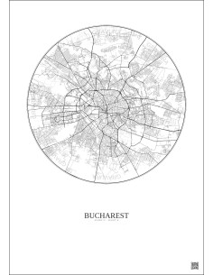 Bucharest City Map Poster 10km | Gravura – Light background