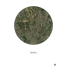 Affiche Dhaka – Poster vue satellite 2.5km Couleur | Gravura – Fond clair