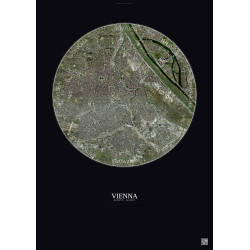 Affiche Vienna – Poster vue satellite 6km Couleur | Gravura – Fond foncé