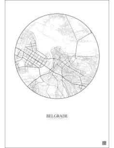 Belgrade City Map Poster 6km | Gravura – Light background