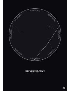 Riyadh Region City Map Poster 10km | Gravura – Dark background