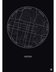 Affiche Astana – Poster carte de ville 2.5km | Gravura – Fond fo