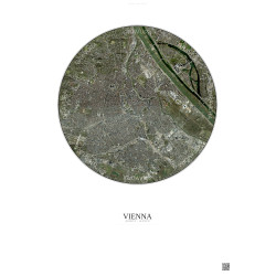 Affiche Vienna – Poster vue satellite 6km Couleur | Gravura – Fond clair