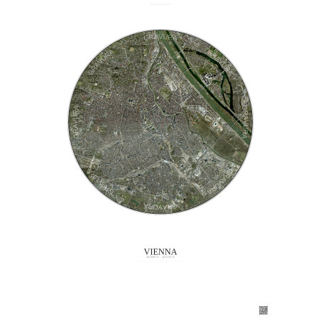 Affiche Vienna – Poster vue satellite 6km Couleur | Gravura – Fond clair