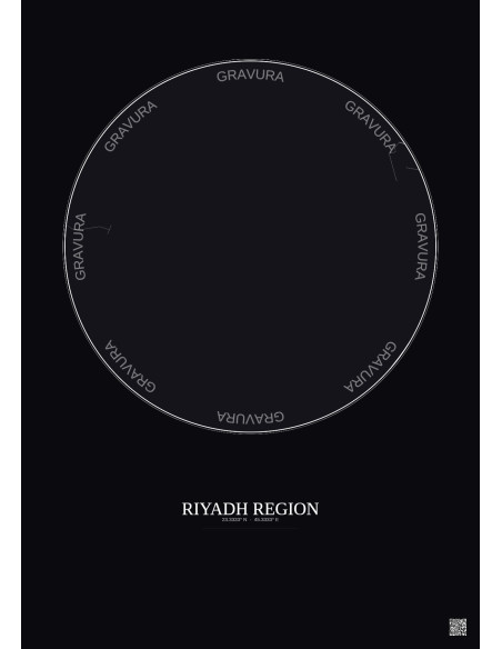 Affiche Riyadh Region – Poster carte de ville 6km | Gravura – Fond foncé