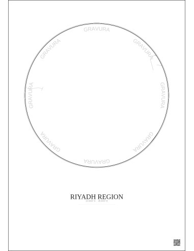 Riyadh Region City Map Poster 6km | Gravura – Light background