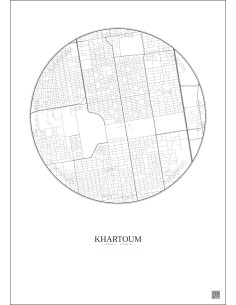 Affiche Khartoum – Poster carte de ville 2.5km | Gravura – Fond clair