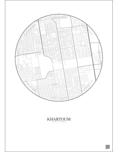 Affiche Khartoum – Poster carte de ville 2.5km | Gravura – Fond clair