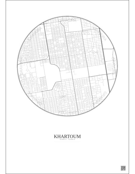 Affiche Khartoum – Poster carte de ville 2.5km | Gravura – Fond clair