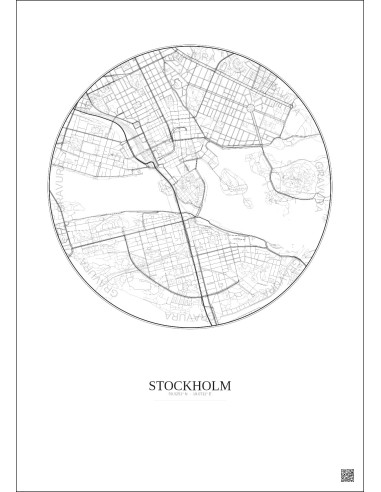 Affiche Stockholm – Poster carte de ville 2.5km | Gravura – Fond clair