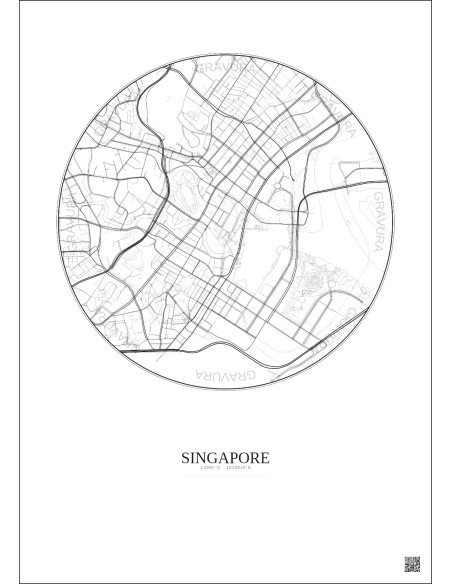 Affiche Singapore – Poster carte de ville 2.5km | Gravura – Fond clair