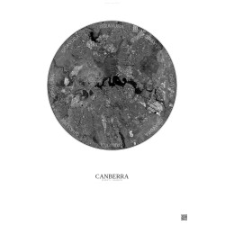 Affiche Canberra – Poster vue satellite 10km N&B | Gravura – Fond clair