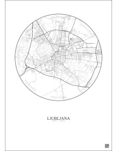 Ljubljana City Map Poster 6km | Gravura – Light background