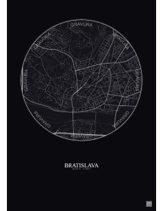 Bratislava City Map Poster 2.5km | Gravura – Dark background