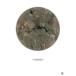 Affiche Canberra – Poster vue satellite 10km Couleur | Gravura – Fond clair