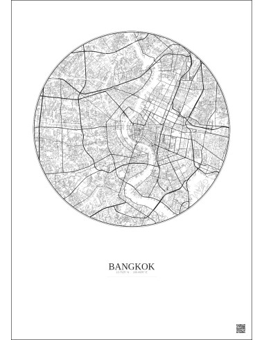 Bangkok City Map Poster 10km | Gravura – Light background