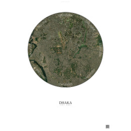 Affiche Dhaka – Poster vue satellite 6km Couleur | Gravura – Fond clair
