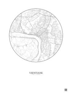 Affiche Vientiane – Poster carte de ville 10km | Gravura – Fond 