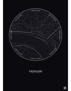 Affiche Vientiane – Poster carte de ville 2.5km | Gravura – Fond