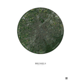Affiche Brussels – Poster vue satellite 10km Couleur | Gravura – Fond clair