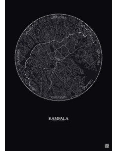 Kampala City Map Poster 10km | Gravura – Dark background