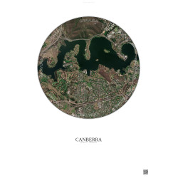 Affiche Canberra – Poster vue satellite 2.5km Couleur | Gravura – Fond clair