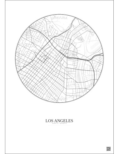 Los Angeles City Map Poster 2.5km | Gravura – Light background