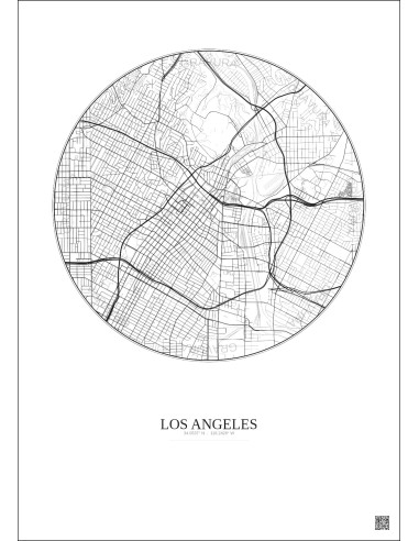 Los Angeles City Map Poster 5km | Gravura – Light background