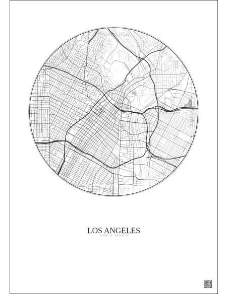 Los Angeles City Map Poster 5km | Gravura – Light background