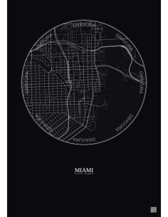 Miami City Map Poster 2.5km | Gravura – Dark background
