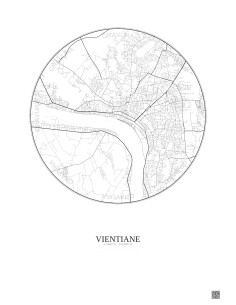 Affiche Vientiane – Poster carte de ville 6km | Gravura – Fond c
