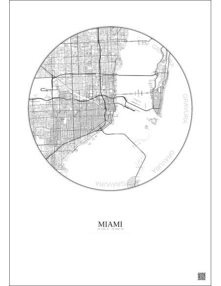Miami City Map Poster 10km | Gravura – Light background