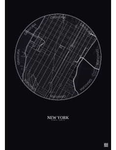 New York City Map Poster 2.5km | Gravura – Dark background