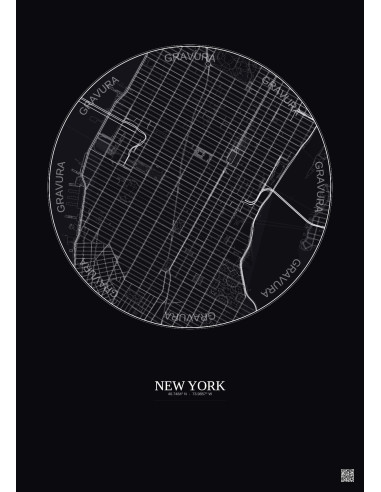 New York City Map Poster 2.5km | Gravura – Dark background