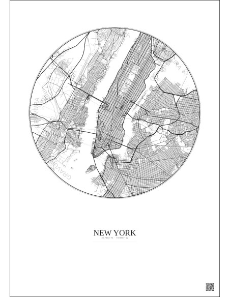 New York City Map Poster 10km | Gravura – Light background