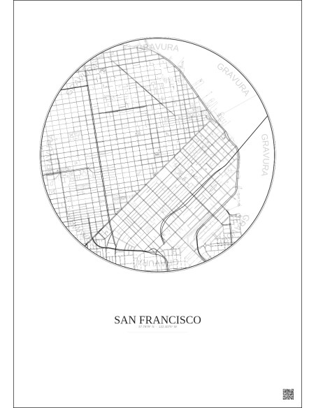San Francisco City Map Poster 2.5km | Gravura – Light background