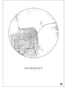 San Francisco City Map Poster 10km | Gravura – Light background