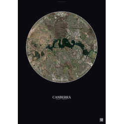 Affiche Canberra – Poster vue satellite 6km Couleur | Gravura – Fond foncé
