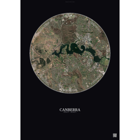 Affiche Canberra – Poster vue satellite 6km Couleur | Gravura – Fond foncé