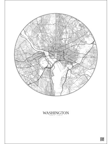Washington City Map Poster 10km | Gravura – Light background