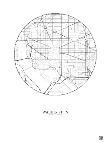 Washington City Map Poster 2.5km | Gravura – Light background