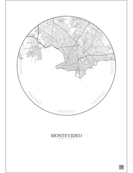 Montevideo City Map Poster 10km | Gravura – Light background