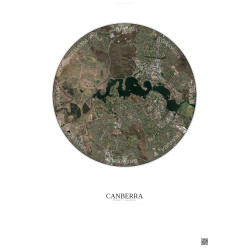 Affiche Canberra – Poster vue satellite 6km Couleur | Gravura – Fond clair