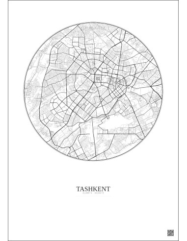 Tashkent City Map Poster 10km | Gravura – Light background